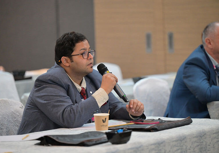 Conference exhibition hall with attendees