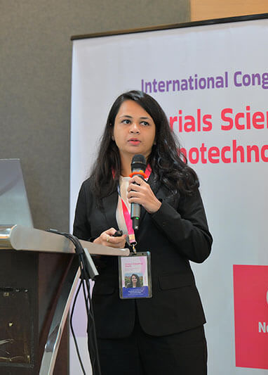 Speaker presenting research findings